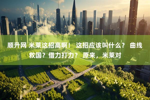 顺升网 米莱这招高啊！ 这招应该叫什么？ 曲线救国？借力打力？ 原来，米莱对